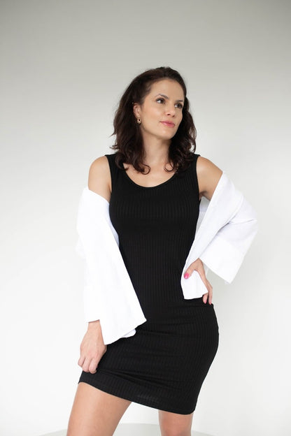 Vestido Canelado Preto