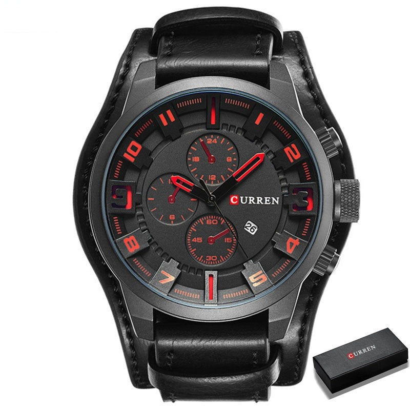 Relógio Curren Masculino Original Com Pulseira de Couro