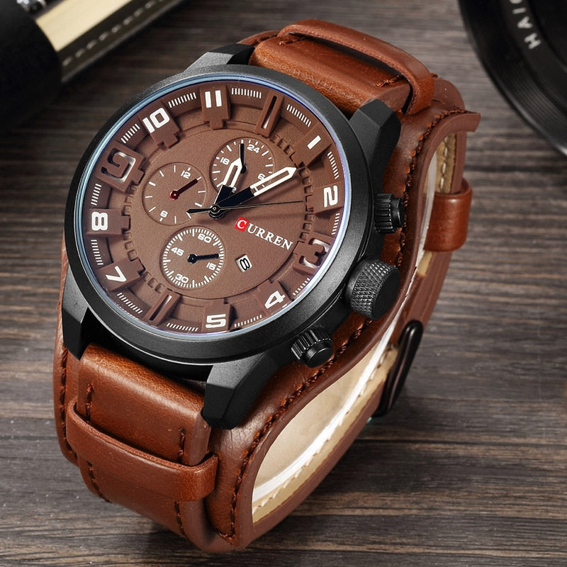 Relógio Curren Masculino Original Com Pulseira de Couro