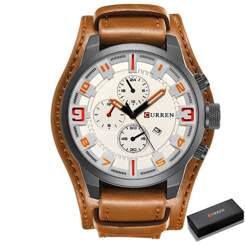 Relógio Curren Masculino Original Com Pulseira de Couro