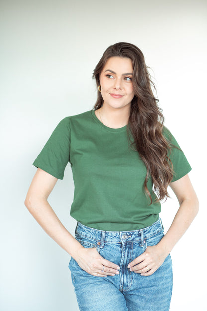 Camiseta Básica Feminina Malha Pima - Verde Watercress