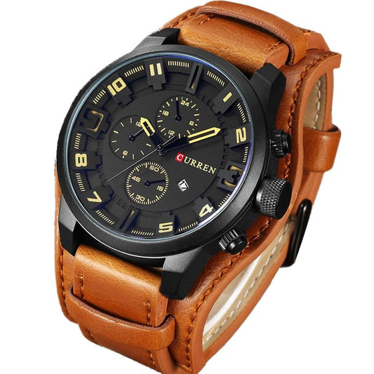 Relógio Curren Masculino Original Com Pulseira de Couro