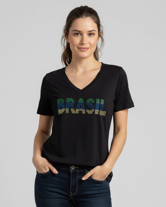 T-Shirt Brasil Strass