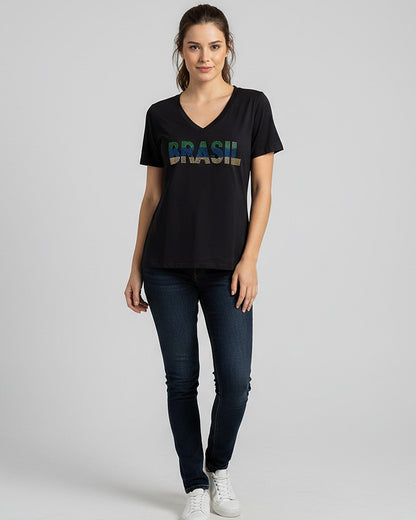 T-Shirt Brasil Strass