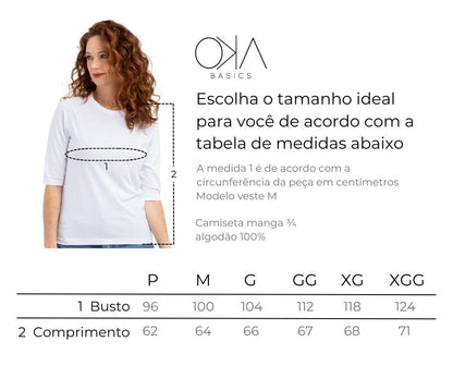 Camiseta Feminina Manga 3/4 Gola Redonda - Caramelo